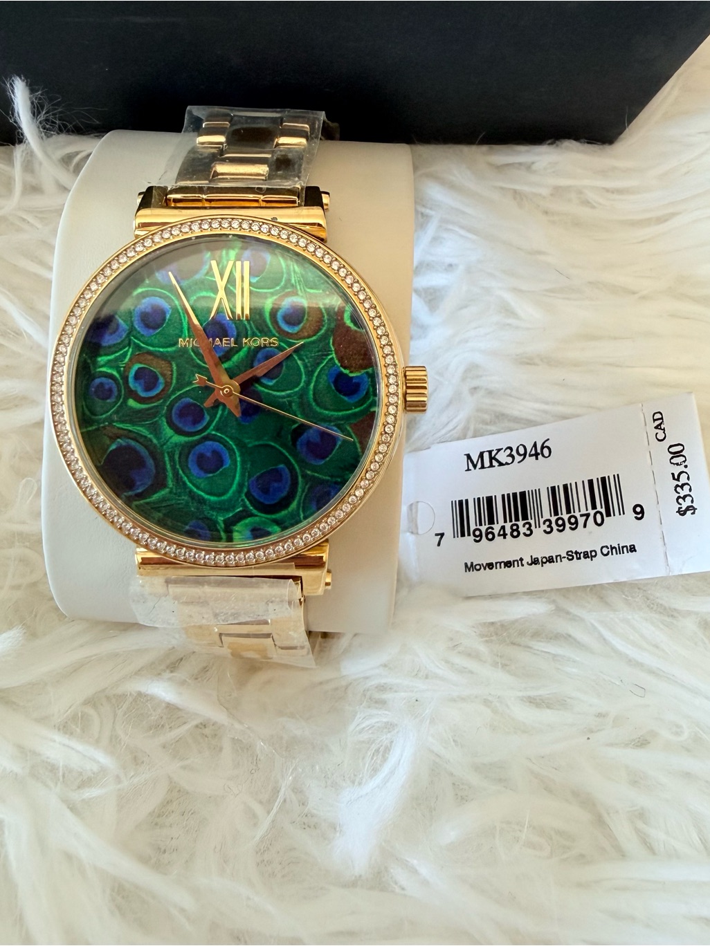 Michael Kors Gold Bracelet Watch With Green Peacock Dial